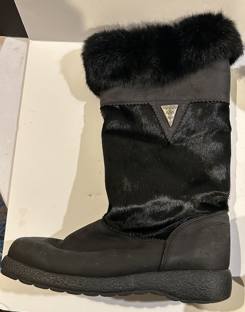 Sorel Black Calf Hair Tall Boots Fur Size 9 M